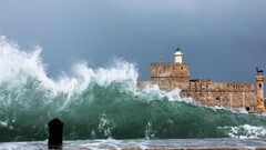 waves shore building Sea storm