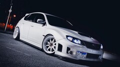 white Subaru Tuner Car stance