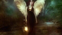 wings angel lantern fantasy art fantasy girl