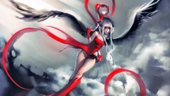 wings red dress fantasy art anime girls Anime