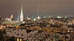 winter City snow rooftops