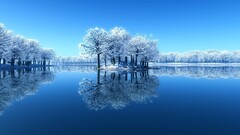 winter water nature landscape snow reflection blue cyan