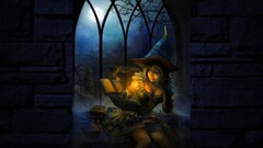 witch magic reading Women night fantasy girl fantasy art