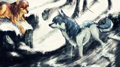 wolf Anime fantasy art Animals winter snow