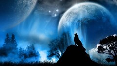 wolf fantasy art Animals planet space art Space sky