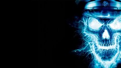 Wolfenstein video games skull video game art cyan Nazi