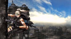 Women artwork Anime warrior fantasy art futuristic City