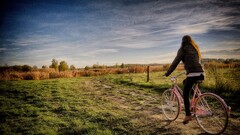 Women bicycle landscape women outdoors sky outdoors