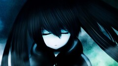 Women black rock shooter Anime anime girls closed eyes cyan