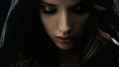 Women face closed eyes makeup