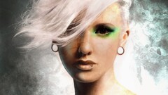 Women face portrait piercing artwork