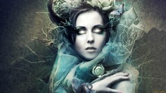 Women fantasy girl fantasy art glowing eyes