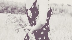 Women model field Plants women outdoors face monochrome