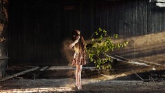 Women model women outdoors digital art Plants ruin abandoned