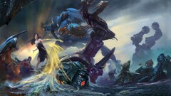 Women robot mech destruction artwork fantasy art War concept art