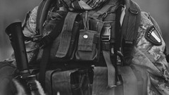 Women War warrior eyes gun monochrome soldier girls with guns