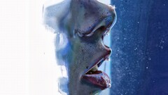 Women water drops lips face artwork