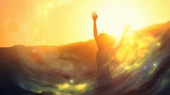 Women women outdoors arms up sunlight