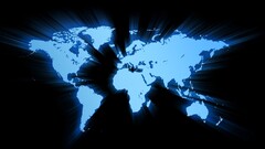 world map digital art cyan blue