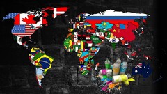 world map flag digital art Bricks Map