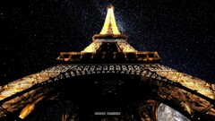 worm's eye view Stars Eiffel Tower Paris France lights night sky
