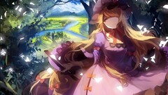 yakumo yukari river Trees Anime fantasy girl fantasy art blonde