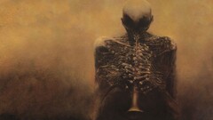 Zdzisław Beksiński creepy skull Bones skeleton fantasy art